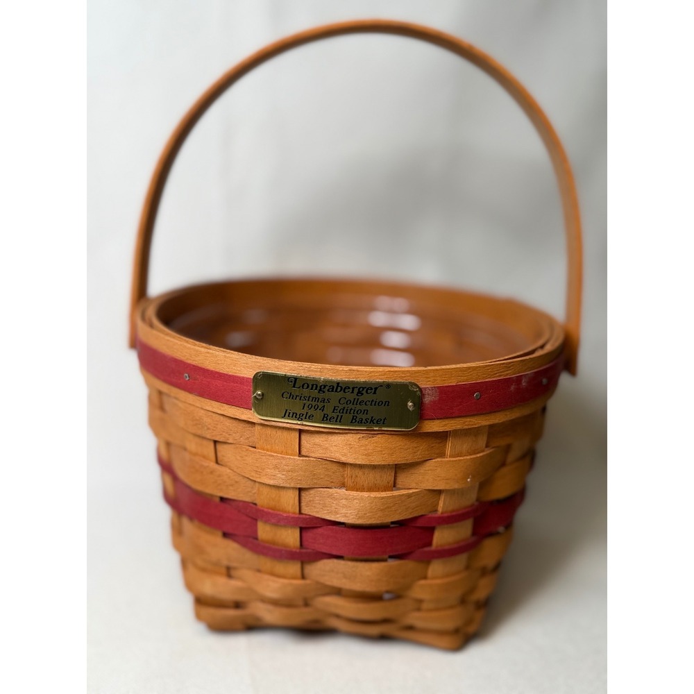 Longaberger 1994 Christmas Collection Jingle Bell Basket with Liner Red Trim